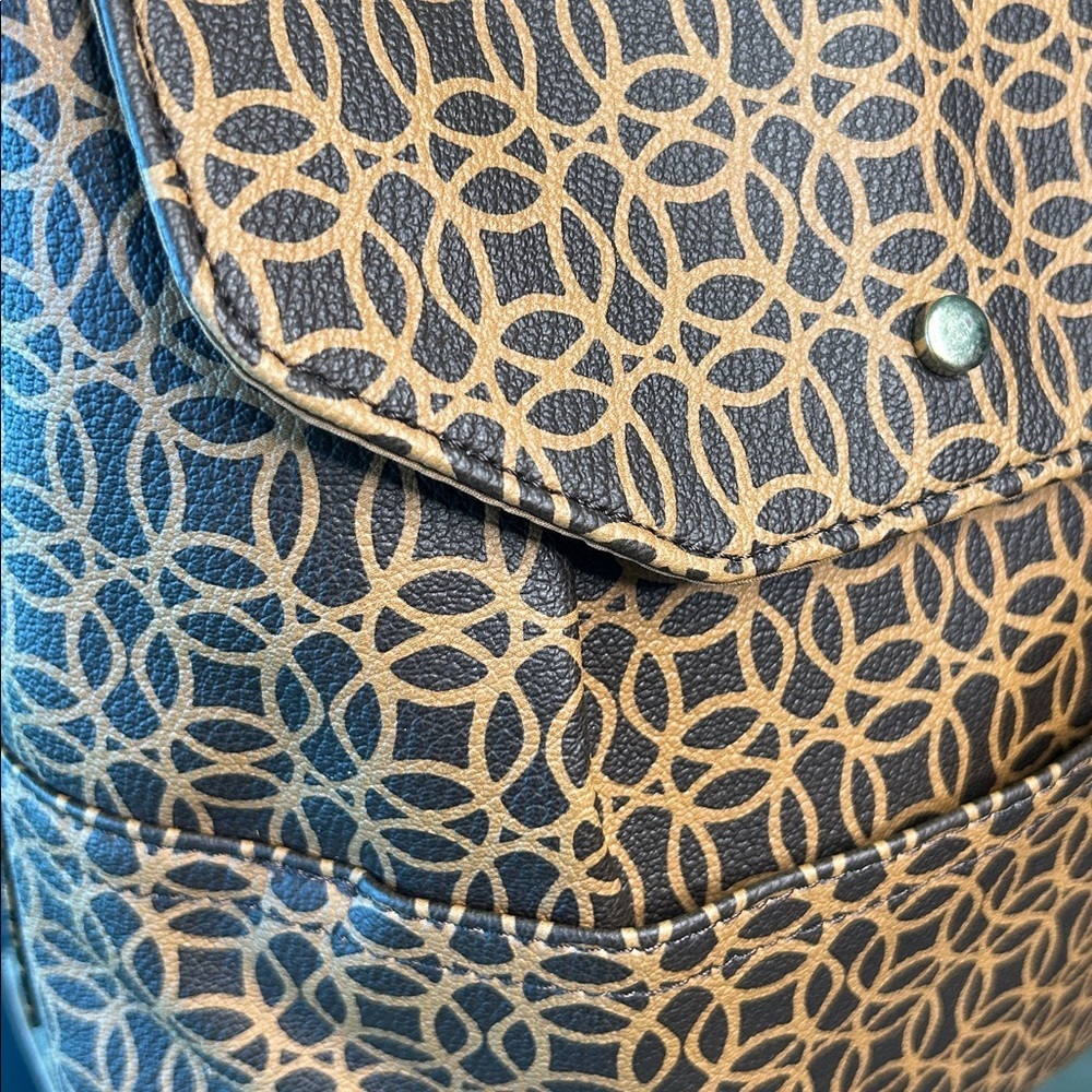 Brown Patterned Faux Leather Backpack - Picture 7 of 11